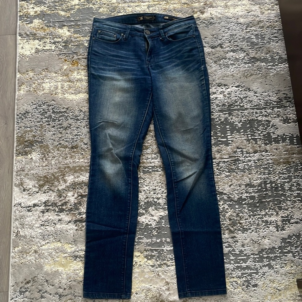 Washed denim bootcut jeans